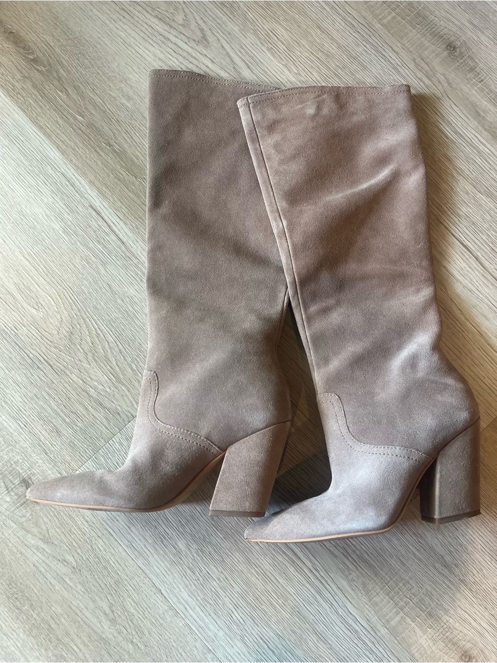 Dolce Vita Women's Knee-High Suede Block Heel Boots - Taupe 6 1/2